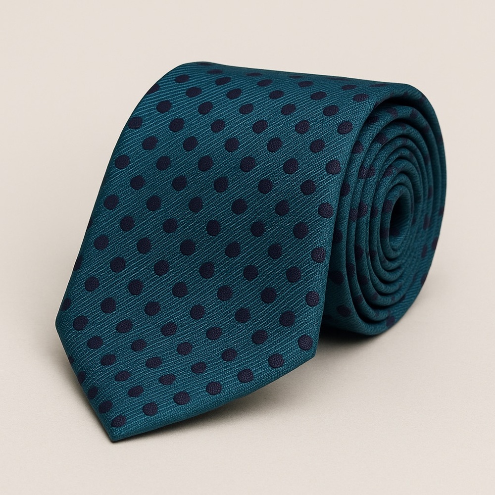 Polka Dot Silk Tie – BCBG Attitude – Teal & Plum – 60” x 3.5”